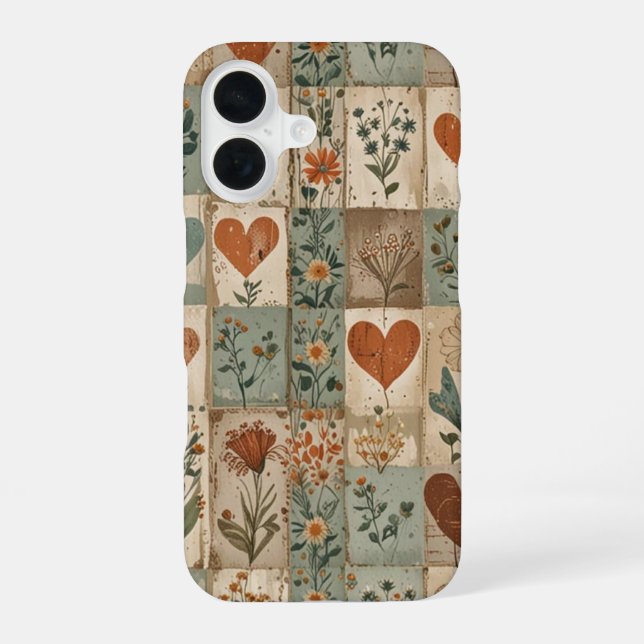 Vintage Heart Patchwork Aesthetic Phone Case  (Back)