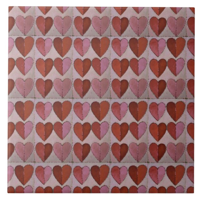 Vintage Heart Pattern Ceramic Tile (Front)