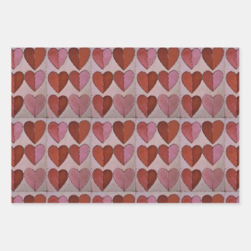 Vintage Heart Pattern Wrapping Paper Sheets