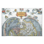 Vintage Heart Shaped Antique World Map Peter Apian Cloth Placemat