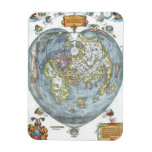 Vintage Heart Shaped Antique World Map Peter Apian Magnet