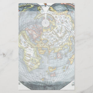 Vintage Heart Shaped Antique World Map Peter Apian Stationery