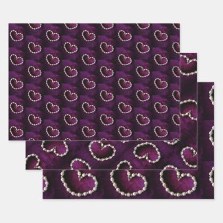 Vintage Heart Shaped Bead Necklace on Purple