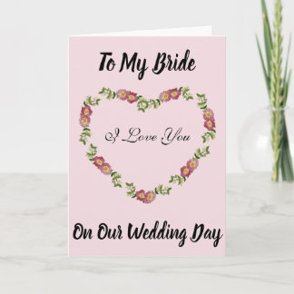 Vintage Heart-Shaped Wreath of Flowers for Bride Card