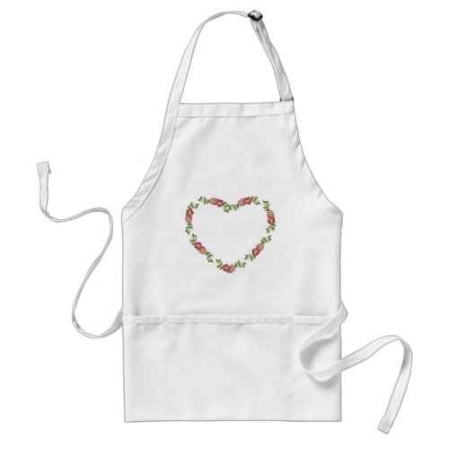 Vintage Heart_Shaped Wreath of Flowers for Mom Adult Apron