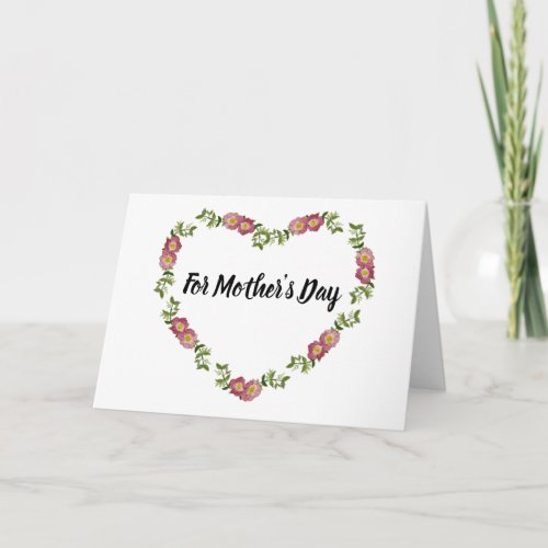 Vintage Heart_Shaped Wreath of Flowers for Mom Card