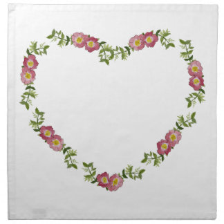 Vintage Heart-Shaped Wreath of Flowers for Mom Cloth Napkin