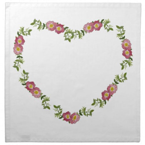 Vintage Heart_Shaped Wreath of Flowers for Mom Cloth Napkin