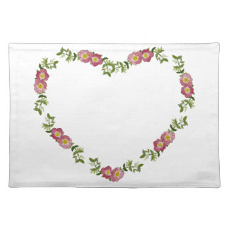 Vintage Heart-Shaped Wreath of Flowers for Mom Cloth Placemat