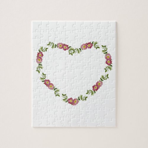 Vintage Heart_Shaped Wreath of Flowers for Mom Jigsaw Puzzle