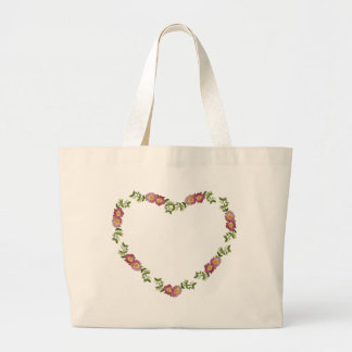 Vintage Heart-Shaped Wreath of Flowers for Mom Large Tote Bag