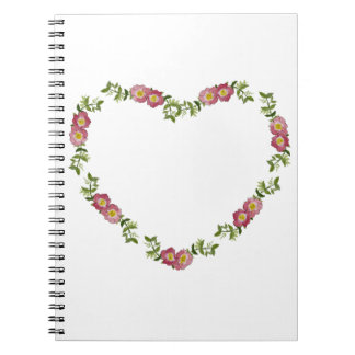 Vintage Heart-Shaped Wreath of Flowers for Mom Notebook
