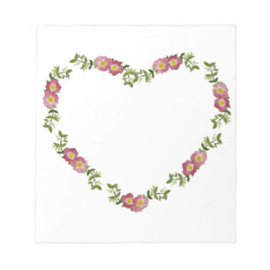 Vintage Heart-Shaped Wreath of Flowers for Mom Notepad