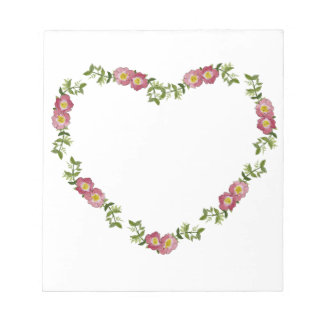 Vintage Heart-Shaped Wreath of Flowers for Mom Notepad