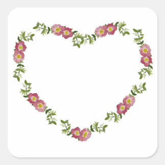 Vintage Heart-Shaped Wreath of Flowers for Mom Square Sticker