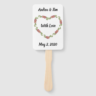 Vintage Heart-Shaped Wreath of Flowers for Wedding Hand Fan