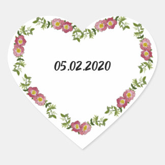 Vintage Heart-Shaped Wreath of Flowers for Wedding Heart Sticker