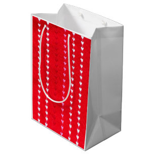 Vintage Heart Stripe Fabric Valentines Day Love Medium Gift Bag