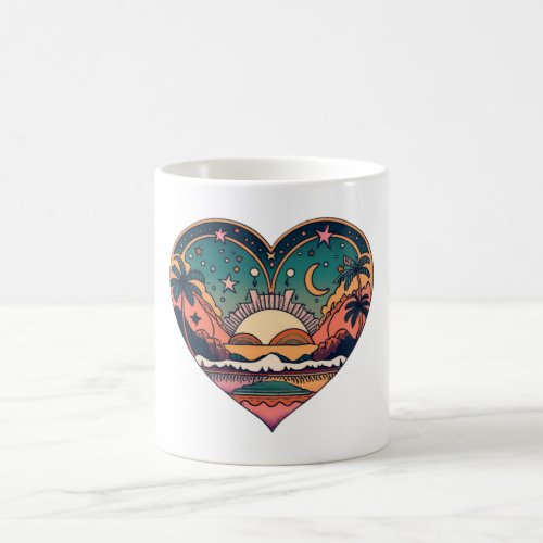 Vintage Heart Sunset Coffee Mug