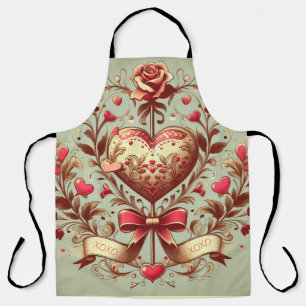 Vintage Heart Valentine's day xoxo Apron