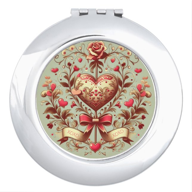 Vintage Heart Valentine's day xoxo  Compact Mirror (Front)