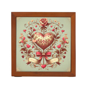Vintage Heart Valentine's day xoxo  Desk Organizer