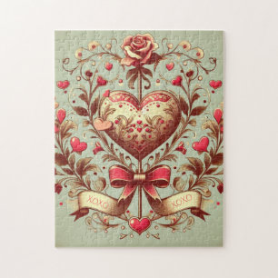 Vintage Heart Valentine's day xoxo Jigsaw Puzzle