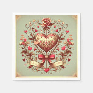 Vintage Heart Valentine's day xoxo Napkins