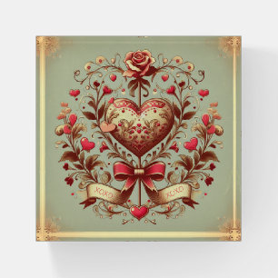 Vintage Heart Valentine's day xoxo  Paperweight