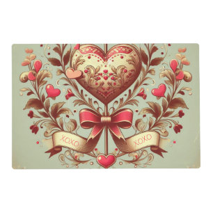 Vintage Heart Valentine's day xoxo Placemat
