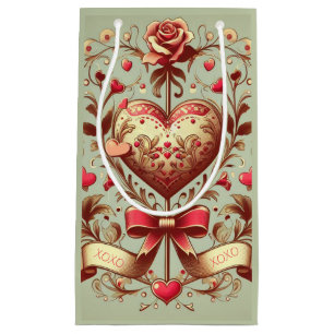 Vintage Heart Valentine's day xoxo Small Gift Bag