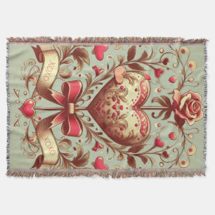 Vintage Heart Valentine's day xoxo Throw Blanket