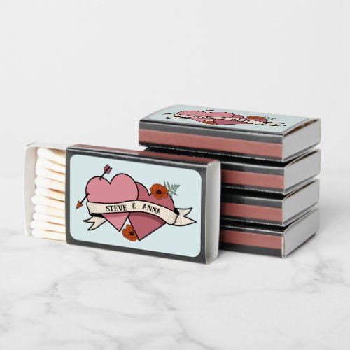 Vintage Heart Wedding  Matchboxes