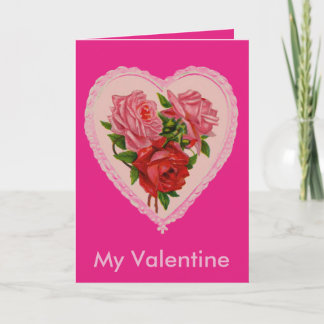 Vintage Heart with Roses Greeting Card