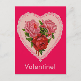 Vintage Heart with Roses Postcard