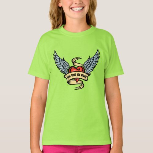 Vintage Heart With Wings T_Shirt