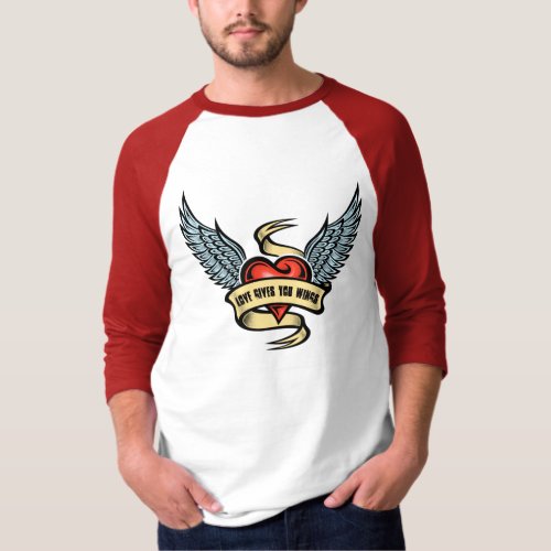 Vintage Heart With Wings T_Shirt