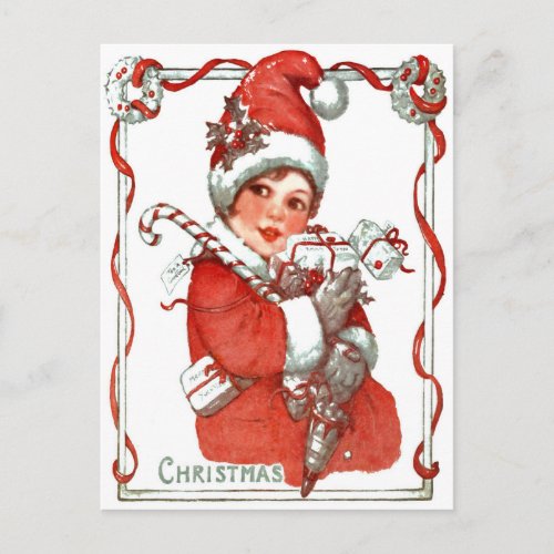 VINTAGE HEARTH N HOME CHRISTMAS BABY HOLIDAY POSTCARD