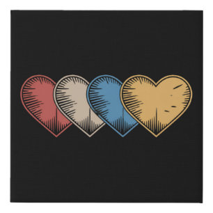 Vintage Hearts Cool Retro Valentines Day Gift  Faux Canvas Print