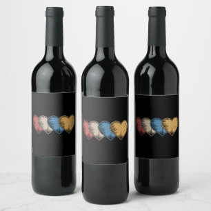Vintage Hearts Cool Retro Valentines Day Gift Wine Label