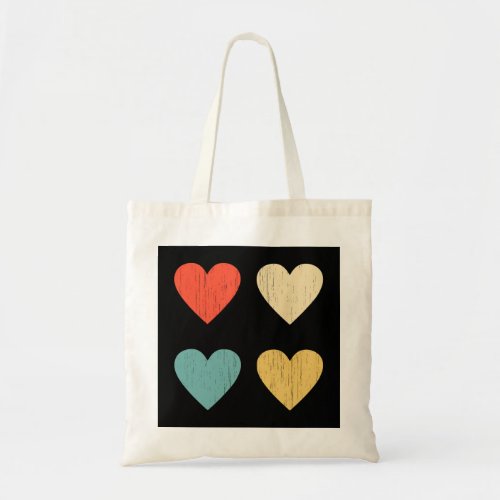 Vintage Hearts Cool Retro Valentines Day Tote Bag