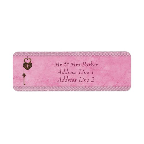 Vintage Hearts Lock and Key Pink Personalized Label