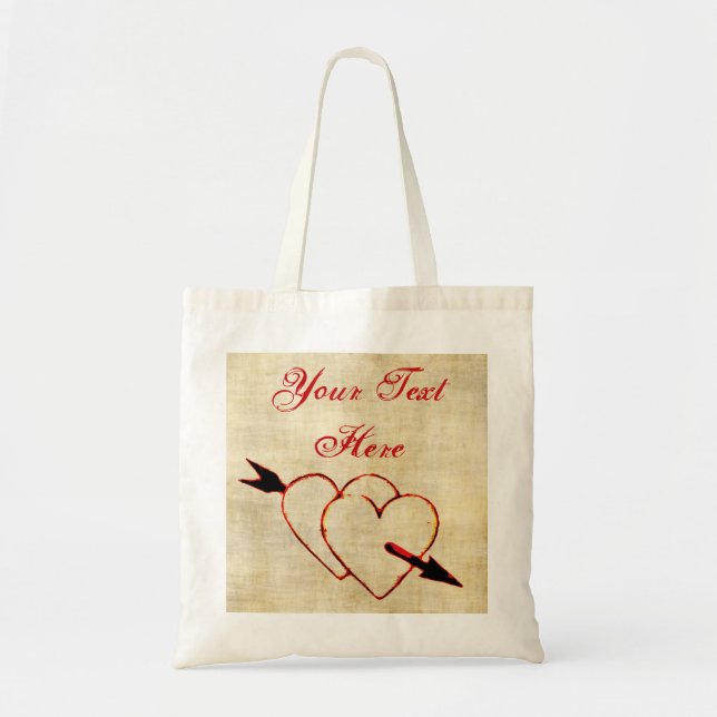 Vintage Hearts Tote Bag (Front)