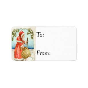 Vintage Hearty Christmas From Santa Gift Tag