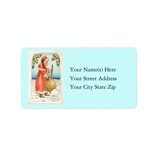 Vintage Hearty Christmas Greeting Address Label (Front)