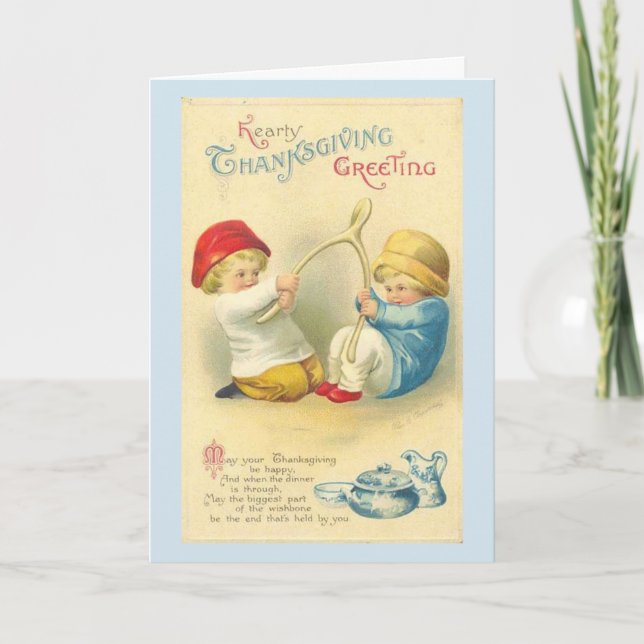 Vintage - Hearty Thanksgiving Greetings, Holiday Card (Front)