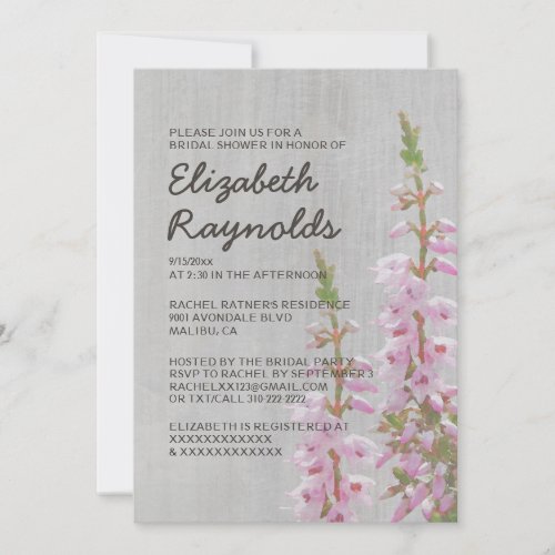 Vintage Heather Bridal Shower Invitations