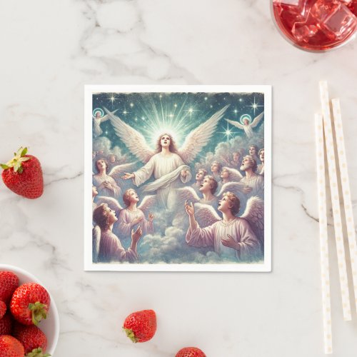 Vintage Heavenly Host of Angels Nativity Decoupage Napkins