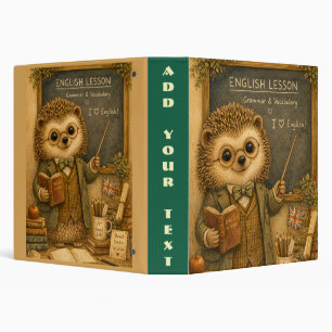 Vintage Hedgehog English Teacher 3 Ring Binder
