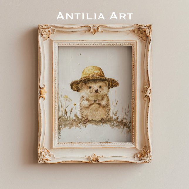 Vintage Hedgehog Portrait Painting Forest Animal Poster (Creator Uploaded)
